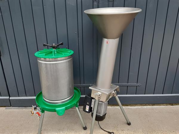 Mosterisæt - 40 liters vandtrykspresse inkl. pressesæk af bomuld og frugtkværn (800 kg/t)